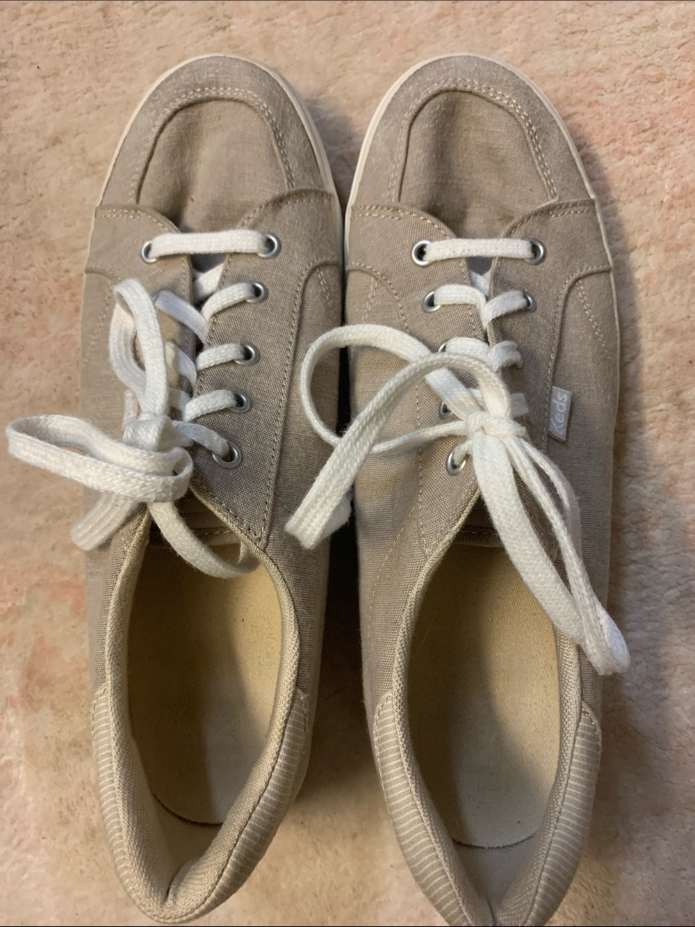 Keds Beige Canvas Low-Top Sneakers with White Trim
